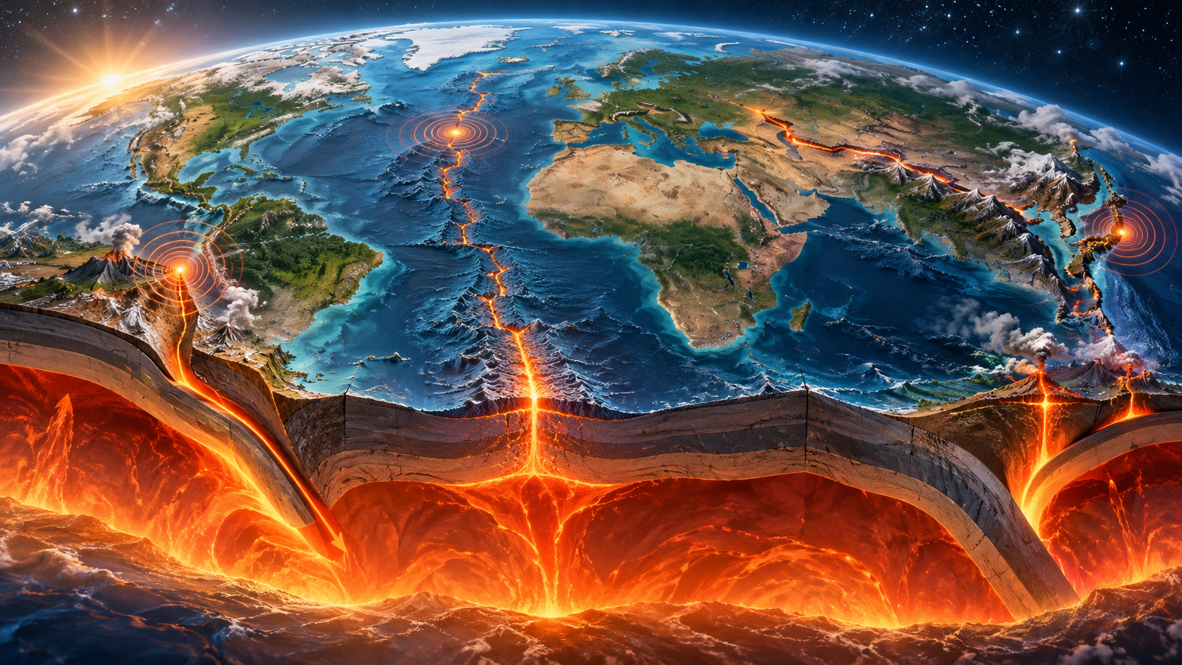 Earth Fiery Tectonic Cross Section Background